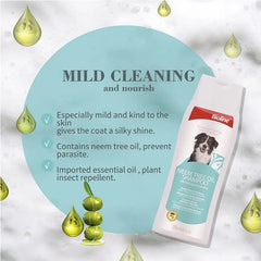Bioline neem oil dog shampoo bottle for gentle cleaning and nourishing dog coats