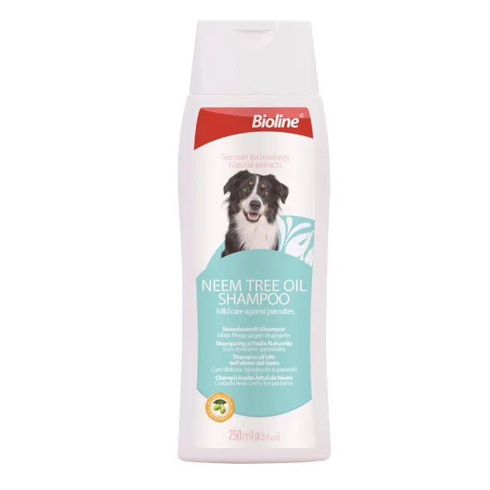 Bioline Neem Oil Dog Shampoo 250ml for natural parasite control in dogs