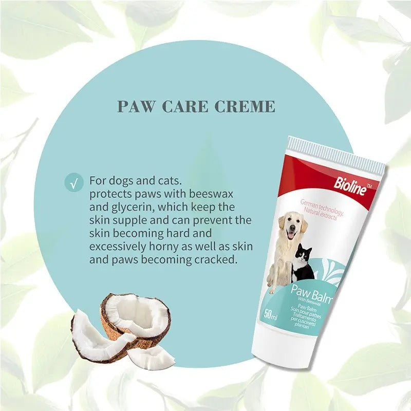 Bioline Paw Care Cream for Dogs and Cats with Beeswax and Glycerin for Soft, Healthy Paws