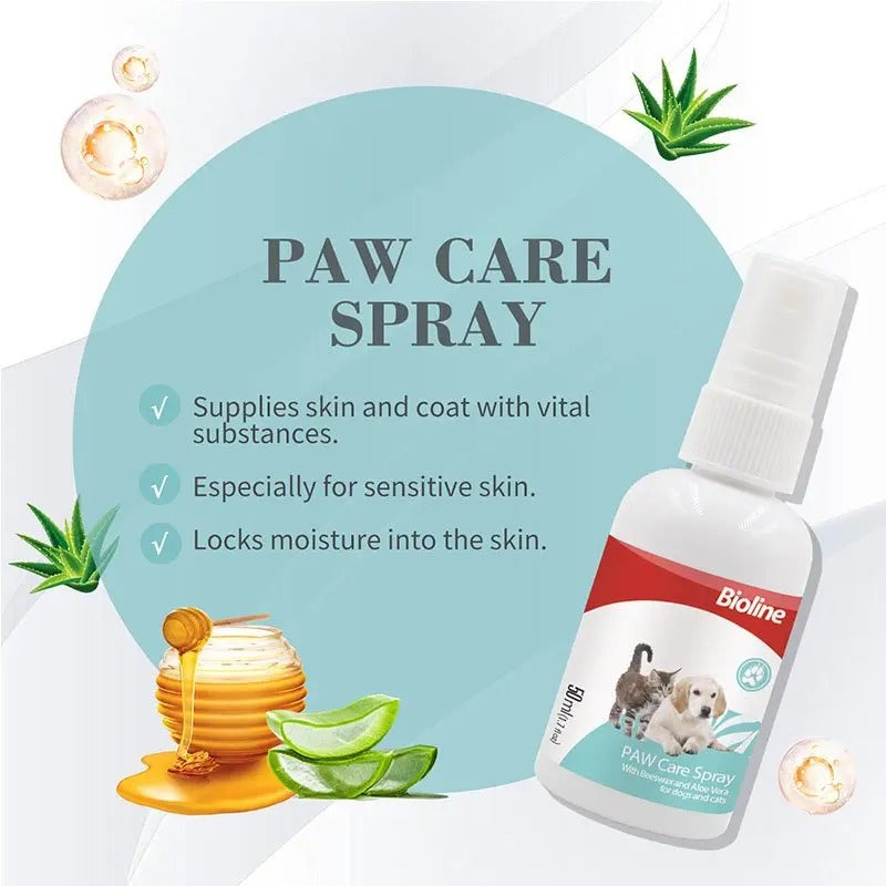 Bioline Paw Care Spray 50ml for dogs providing hydration and essential skin care
