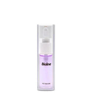 Pet perfume spray bottle with lavender liquid and white flip-top nozzle