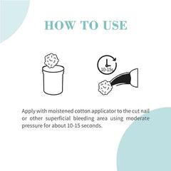 Instructions for using pet styptic powder UAE on cut nails or superficial bleeding areas