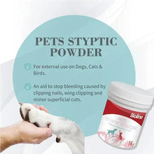 Bioline Pets styptic powder 14g jar, shown with pet care label