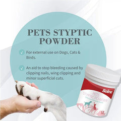 Bioline Pets Styptic Powder in UAE for stopping bleeding from nails and cuts in dogs, cats, and birds