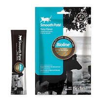 Cat smooth pate pouch, Bioline Tuna Flavor, 15g, teal and black package front