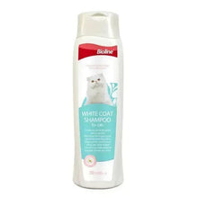 Bioline white coat shampoo bottle for cats, white and teal label, 200ml