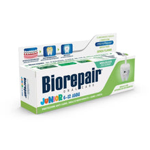 Junior mint toothpaste box, ages 6–12, anti-caries, fluoride-free