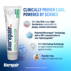 Biorepair toothpaste UAE tube Total Protection with zinc PCA microrepair technology full coating fluoride free