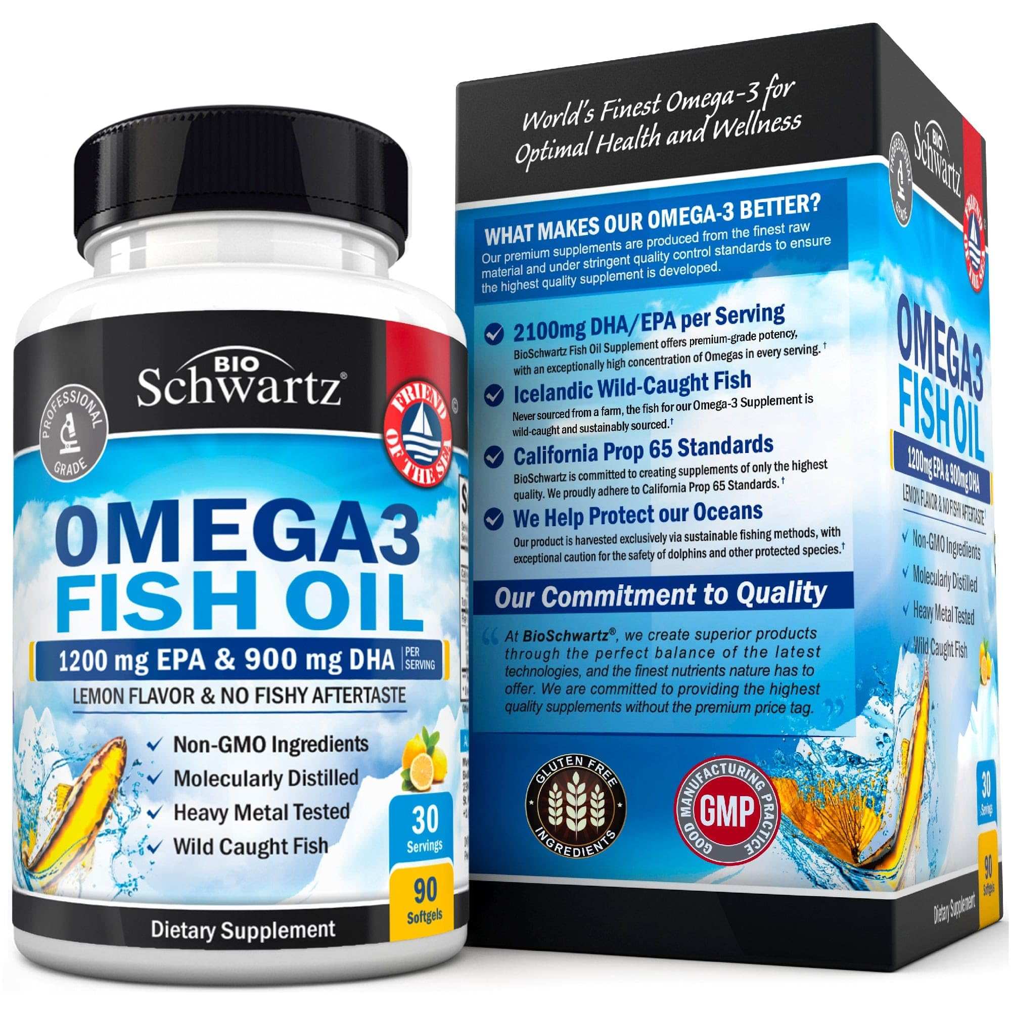 BioSchwartz Omega3 Fish Oil 90 softgels bottle and box 1200 mg EPA 900 mg DHA lemon flavor omega 3 fish oil supplements UAE