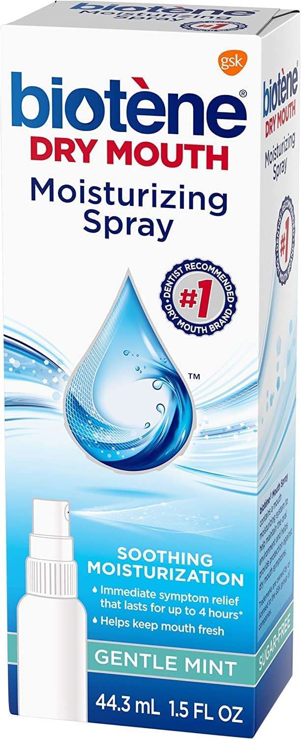 Biotene Dry Mouth moisturizing mouth spray for dry mouth Gentle Mint 44.3 mL box front view