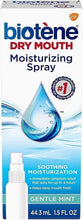 Dry mouth moisturizing spray carton with #1 mouth dryness badge and gentle mint label