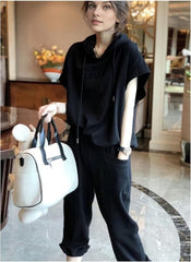 Huitich women clothing black and grey lounge set UAE featuring a comfortable black hoodie and matching pants