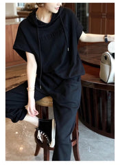 Huitich black and grey lounge set UAE featuring a comfortable loose fit hoodie and pants for women
