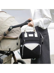 Huitich black baby travel backpack designed for parents with strollers and easy accessibility