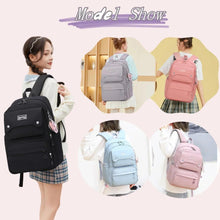Kids backpack set showing black, blue, and pink styles with adjustable shoulder straps