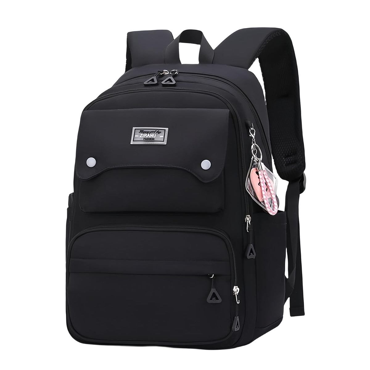 Huitich black backpack for girls with multiple pockets and adjustable straps for school or travel