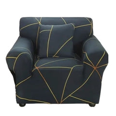 Huitich black elastic sofa cover single seat with yellow geometric pattern fitted on armchair