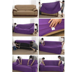 Huitich black elastic sofa cover single seat stretch fitted on a couch with elastic bands for secure fit