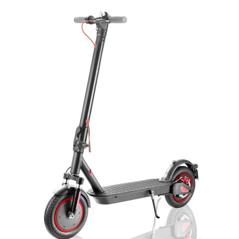 Winner Sky black electric scooter with bluetooth featuring red accents and foldable design