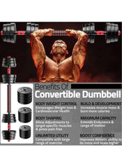 Black heavy duty dumbbells for home gym with convertible weight plates for adjustable workouts