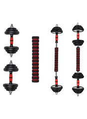 Huitich black heavy duty dumbbells for home gym with adjustable weights and red grip handles