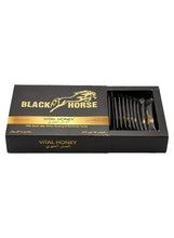 Black Horse Vital Honey box with sachets, dark gold lettering and black tray