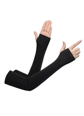 Huitich black arm sleeves made from ice silk UV protection sleeves material for sun protection and comfort