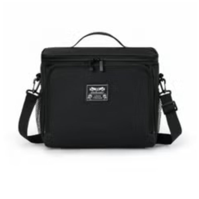 Huitich black leak proof lunch box with adjustable shoulder strap and top handle