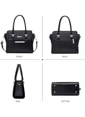 Huitich black leather purse set for women showing front back side and bottom views