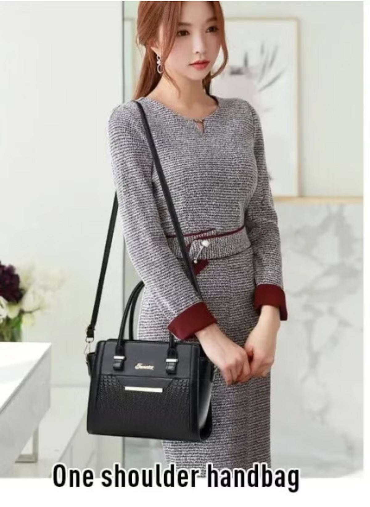 Huitich black leather purse set for women featuring a stylish one shoulder handbag