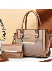 Huitich black leather purse set for women featuring a stylish handbag and matching wallet