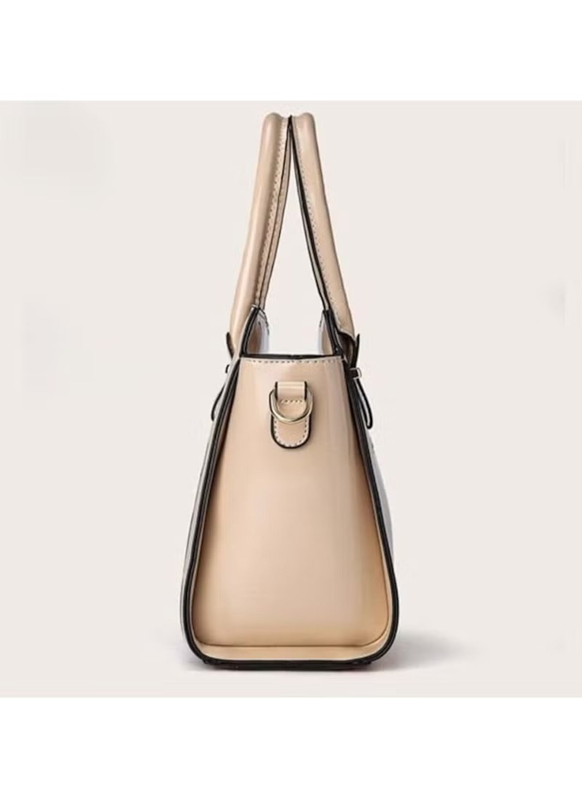 Side view of a beige women's bag from Huitich black leather purse set for women with structured design