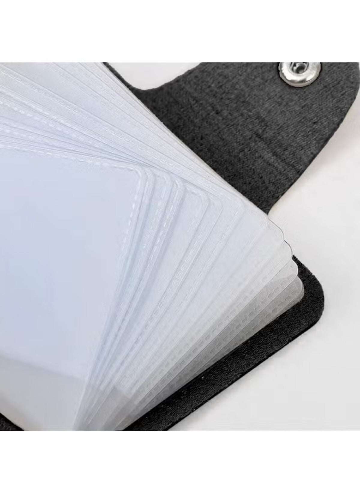 Huitich black multi card holder wallet with multiple transparent card slots and snap closure