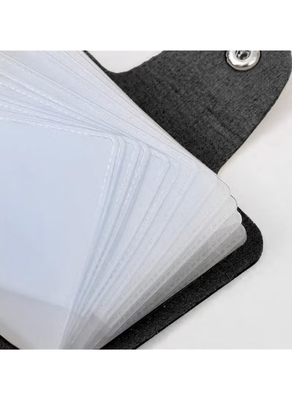 Huitich black multi card holder wallet with multiple transparent card slots and snap closure