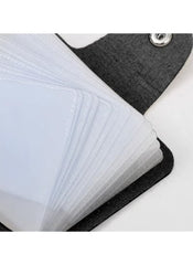 Huitich black multi card holder wallet with multiple transparent card slots and snap closure
