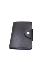 Black multi card holder wallet with snap closure and rounded flap