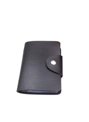 Huitich black multi card holder wallet made of textured leather with snap button closure
