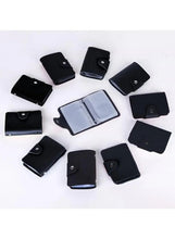 Set of black snap card holder wallets with different layouts