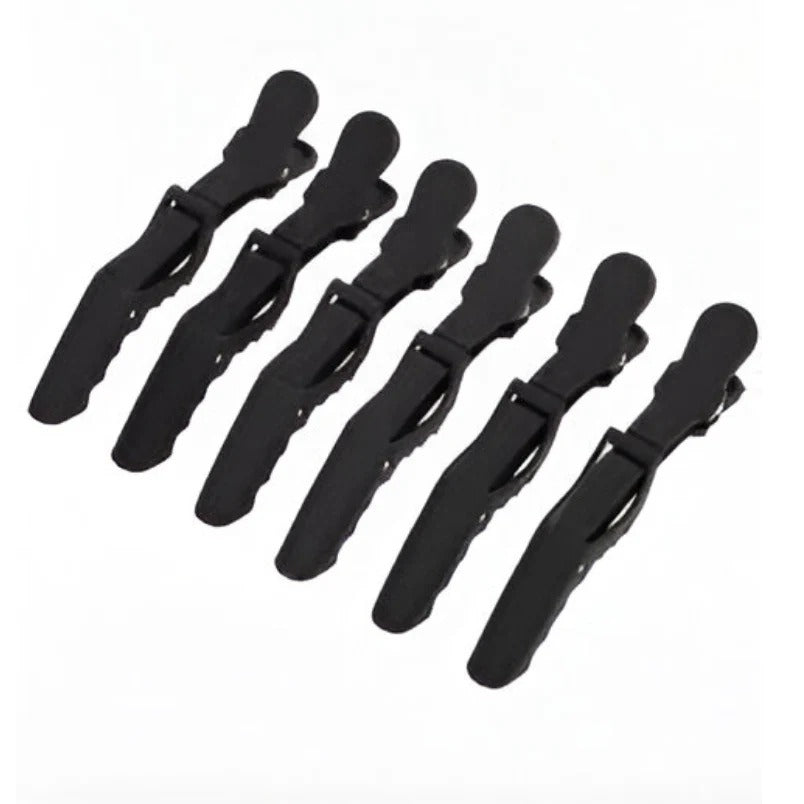 Set of six alligator shape black styling hair clips by Huitich for secure hair hold