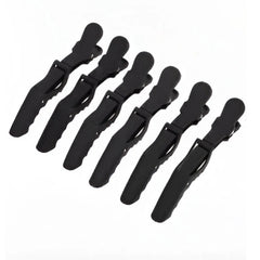 Set of six alligator shape black styling hair clips by Huitich for secure hair hold