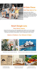 Blackview OSCAL Marine 2 rugged smartphone collage with friends on steps, AI Color Focus and Google Lens feature images