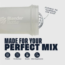 Smoke gray shaker bottle with whisk wire visible inside the bottle opening