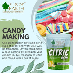 Bliss of Earth bag of citric acid for candy making with colorful candies citric acid powder food grade