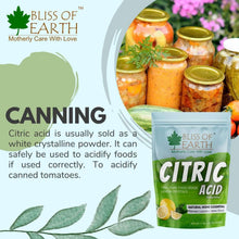 Bliss of Earth citric acid pouch labeled for canning