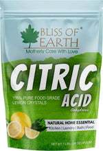 Bliss of Earth citric acid pouch with lemon crystals front label