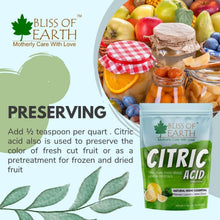 Bliss of Earth citric acid pouch labeled for preserving