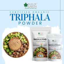 Certified organic Triphala powder pouch with herb bowl and second bag