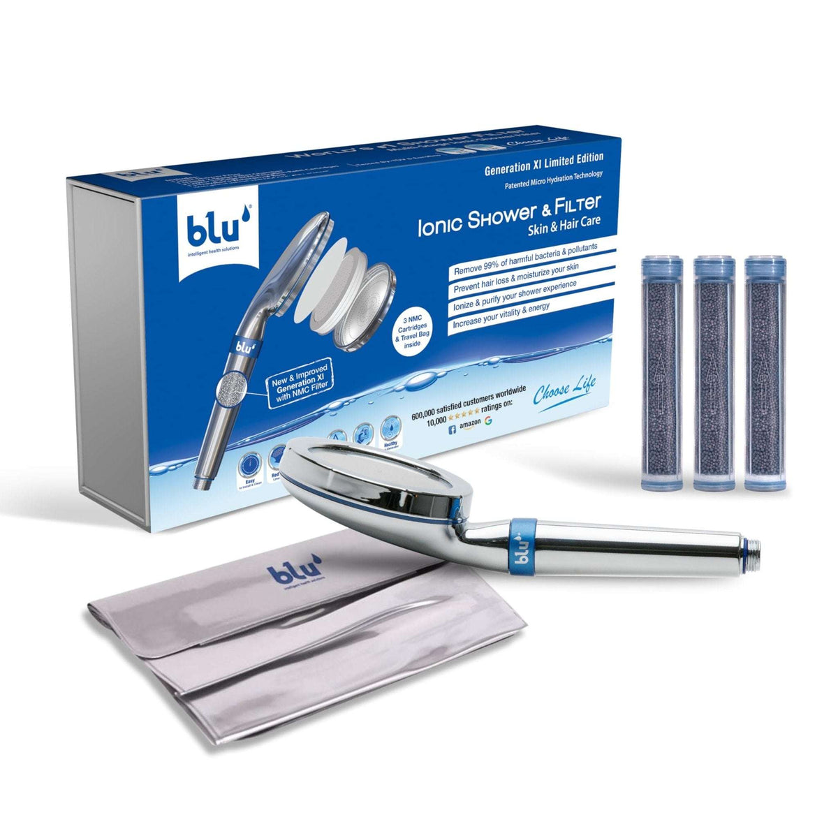 Blu Ionic Shower Head with Filter for Pure Skin - Mumzar