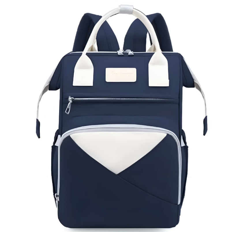 Huitich blue baby travel backpack with white handles and multiple compartments for easy organization