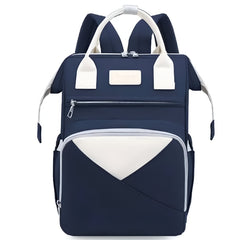 Huitich blue baby travel backpack with white handles and multiple compartments for easy organization